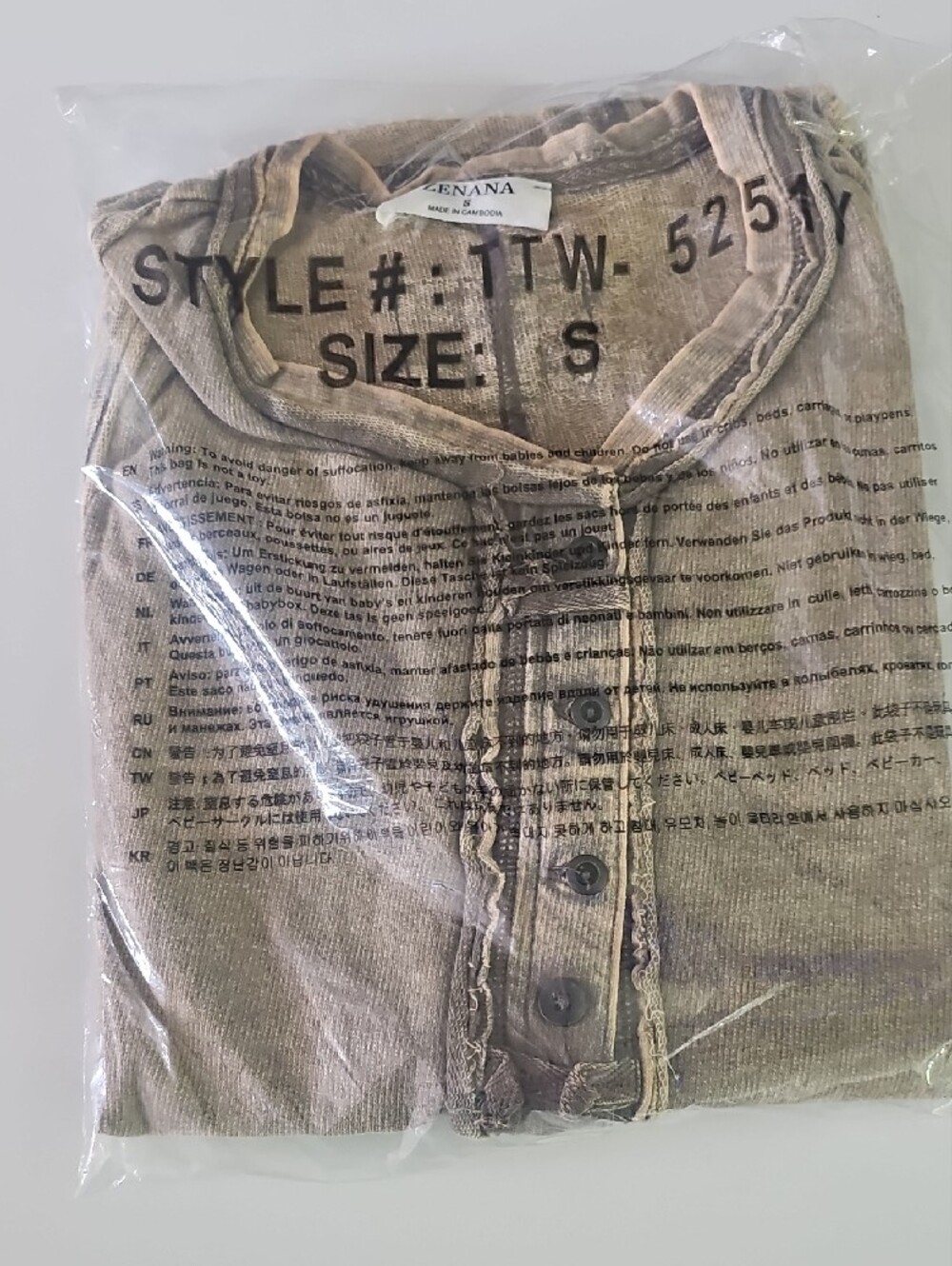 Zenana Outfitters Washed Olive Tank with Henley Placket - Picture 3 of 5